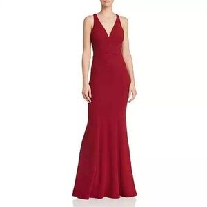 NWT Bariano MORGAN dark Red Formal Raceback Long Dress Christmas Party 12/L